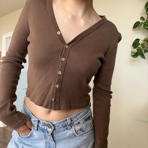 Brandy Melville brown long sleeve crop